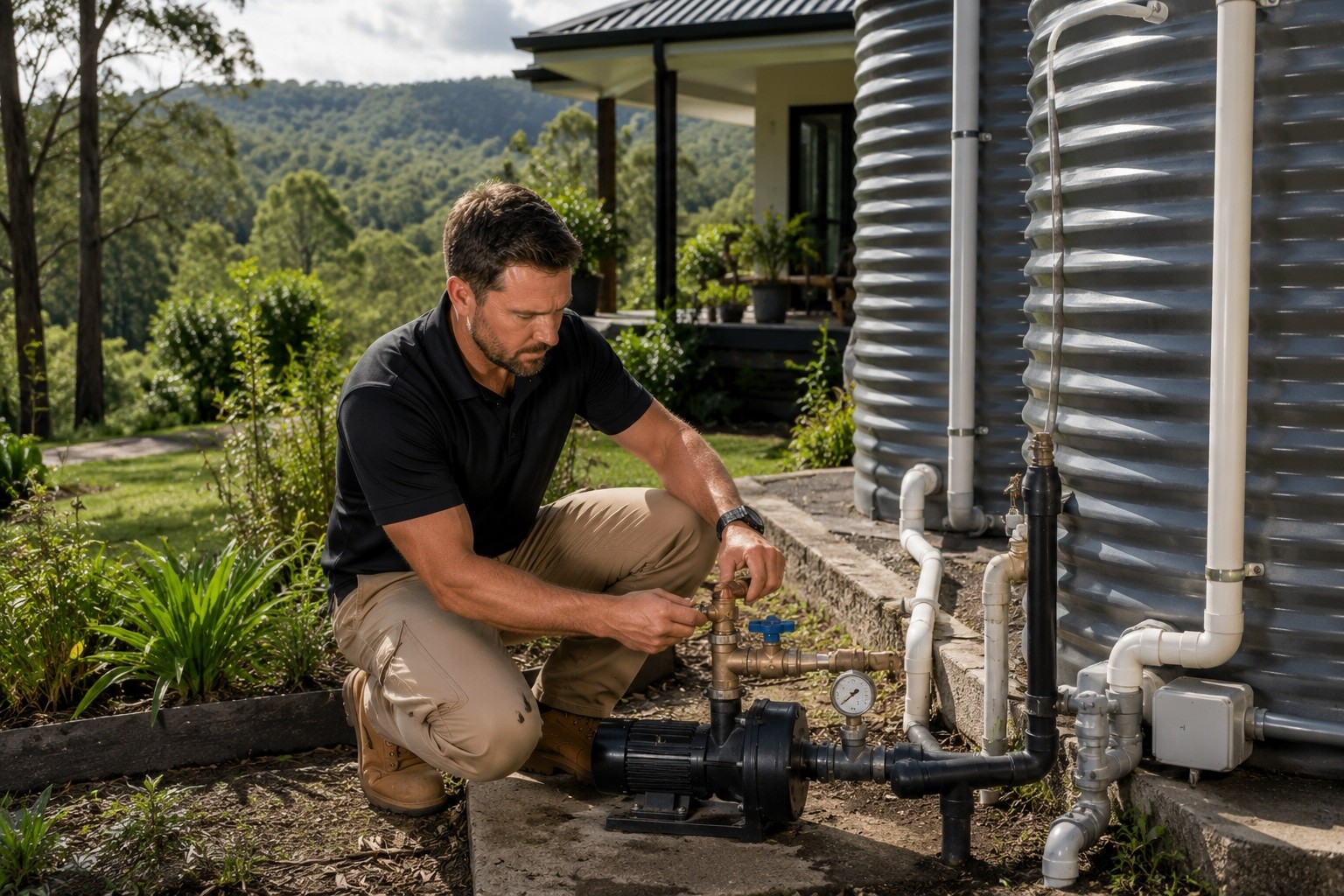 Professional plumber working on pipes in Forest Glen, Sunshine Coast.